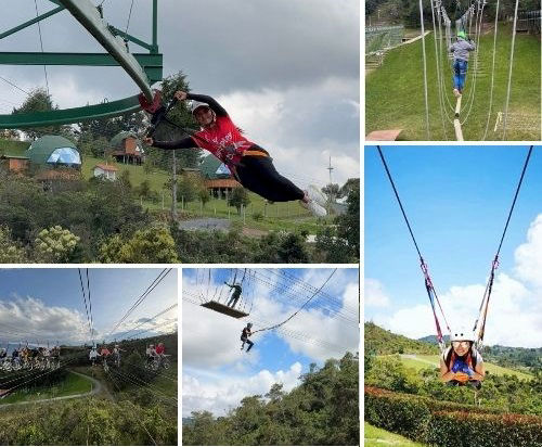 Puente Tibetanos + Bicicletas aéreas + Canopy Supermán, Torre & Salto + Tarzán Extremo + Canopy Curvo Valor por persona $200.